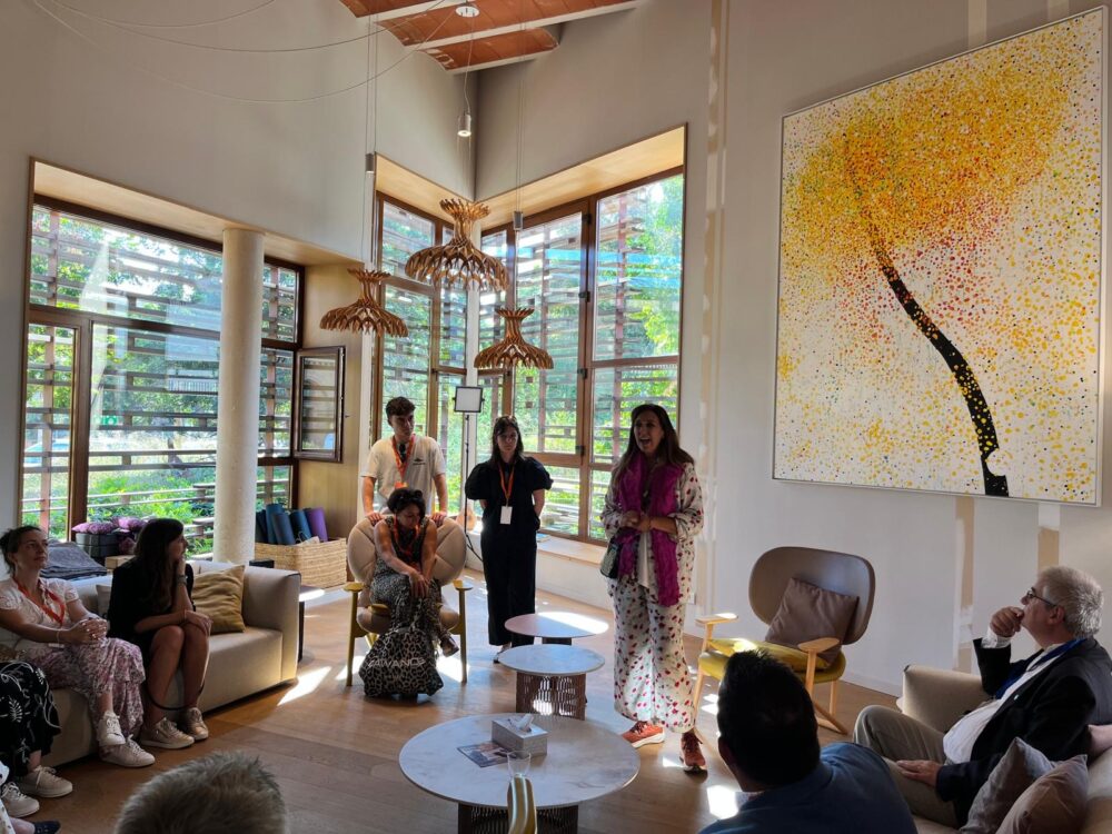 Architect Benedetta Tagliabue shows guests around the Kalida facility.