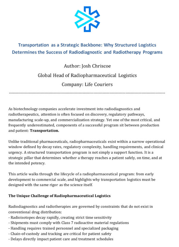 Life Couriers - Transportation as a Strategic Backbone: White Paper - Josh Chriscoe