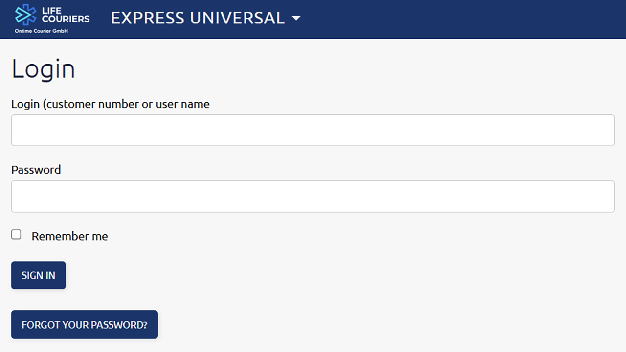 Express Universal Login - Life Couriers